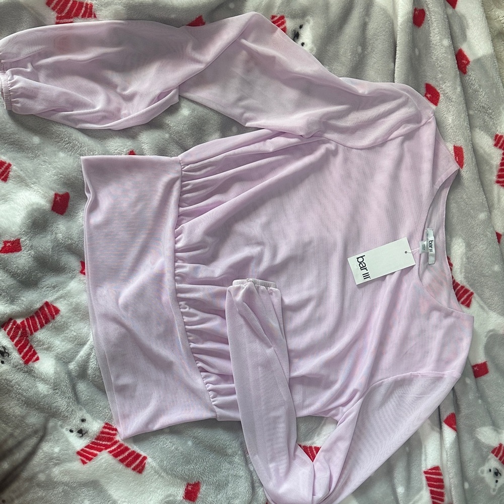 Bar III Women's Light Pink Long Sleeve Top